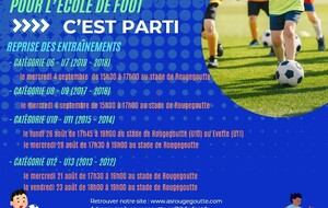 Reprise des entraînements pour l'école de foot (U6 à U13)